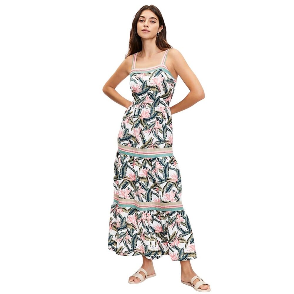 Anne Taylor Loft Women’s Size 0 Linen Blend Paradise Tiered Maxi Dress - Picture 2 of 8